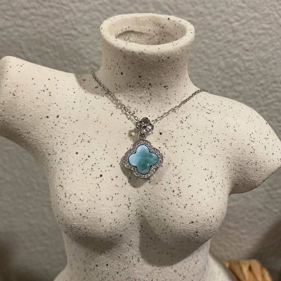 Larimar necklace w/ CZ - Picture 1 of 3